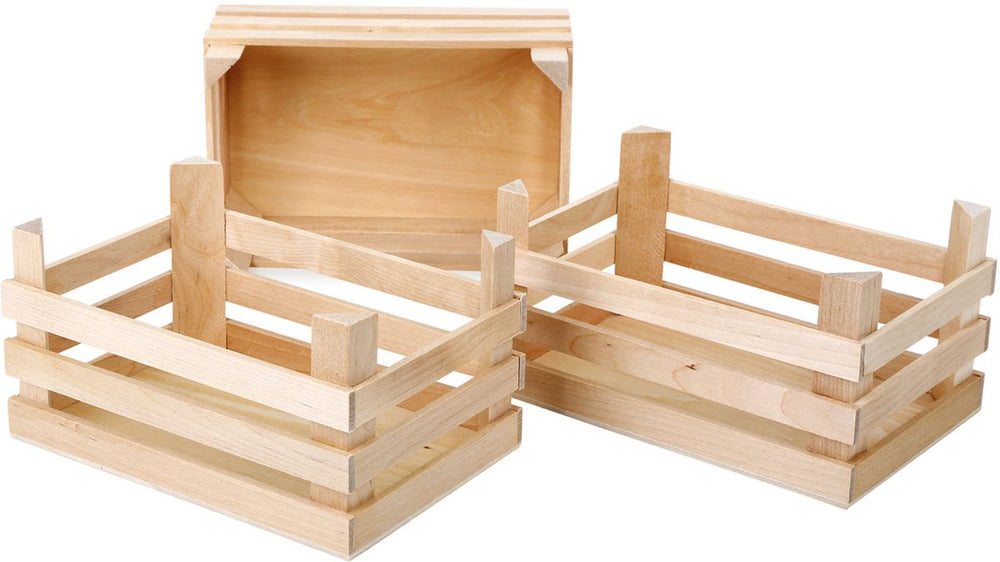 Small foot - wooden crates large 18x12x9.5cm, set of 3