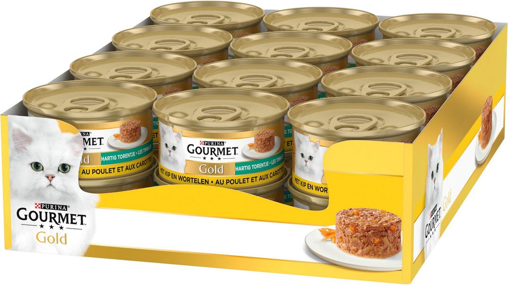 Gourmet gold hartig torentje - 24 x 85 g - kip wortel - kattenvoer natvoer