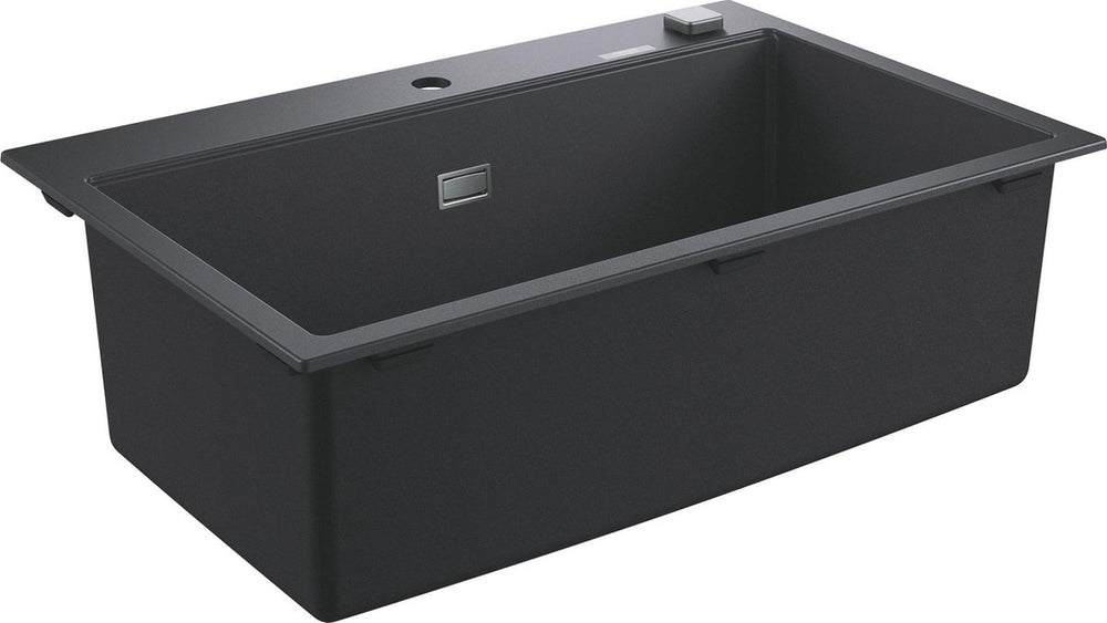 Grohe k700 composiet spoelbak - 78cm - inbouw - met overloop en automatische afvoer - granite black