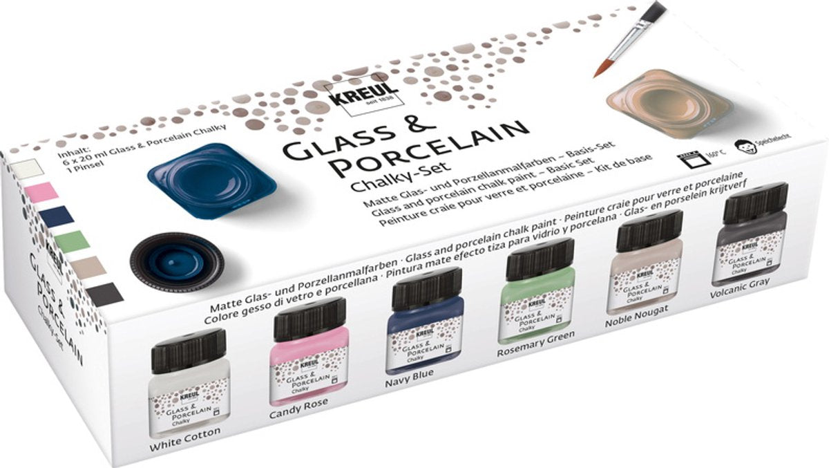 Creativ company kreul glas- en porseleinverf chalky set 6x20 ml