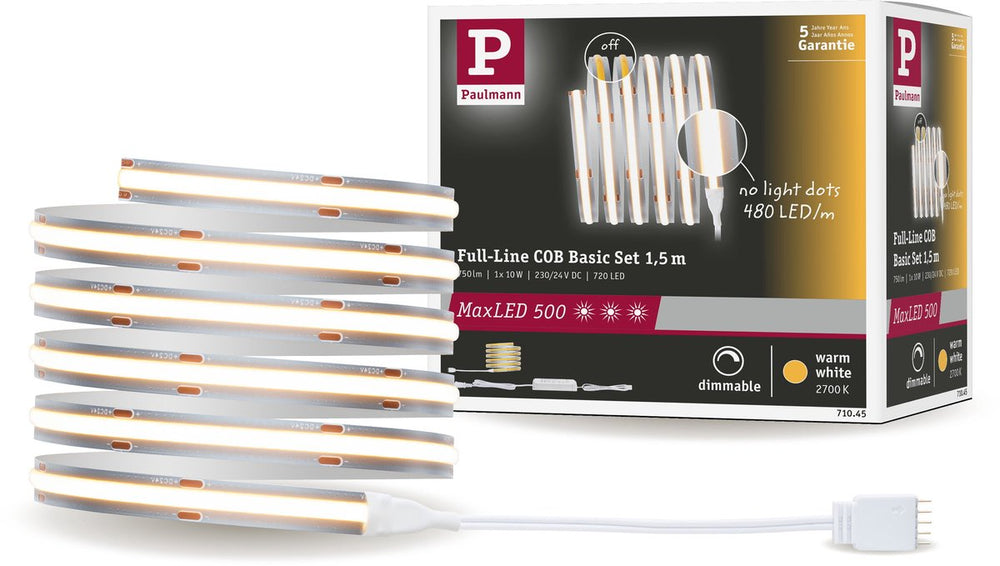 Paulmann maxled 500 led strip basisset cob 1,5m 2700k 10w 500lm m 2700k 25va