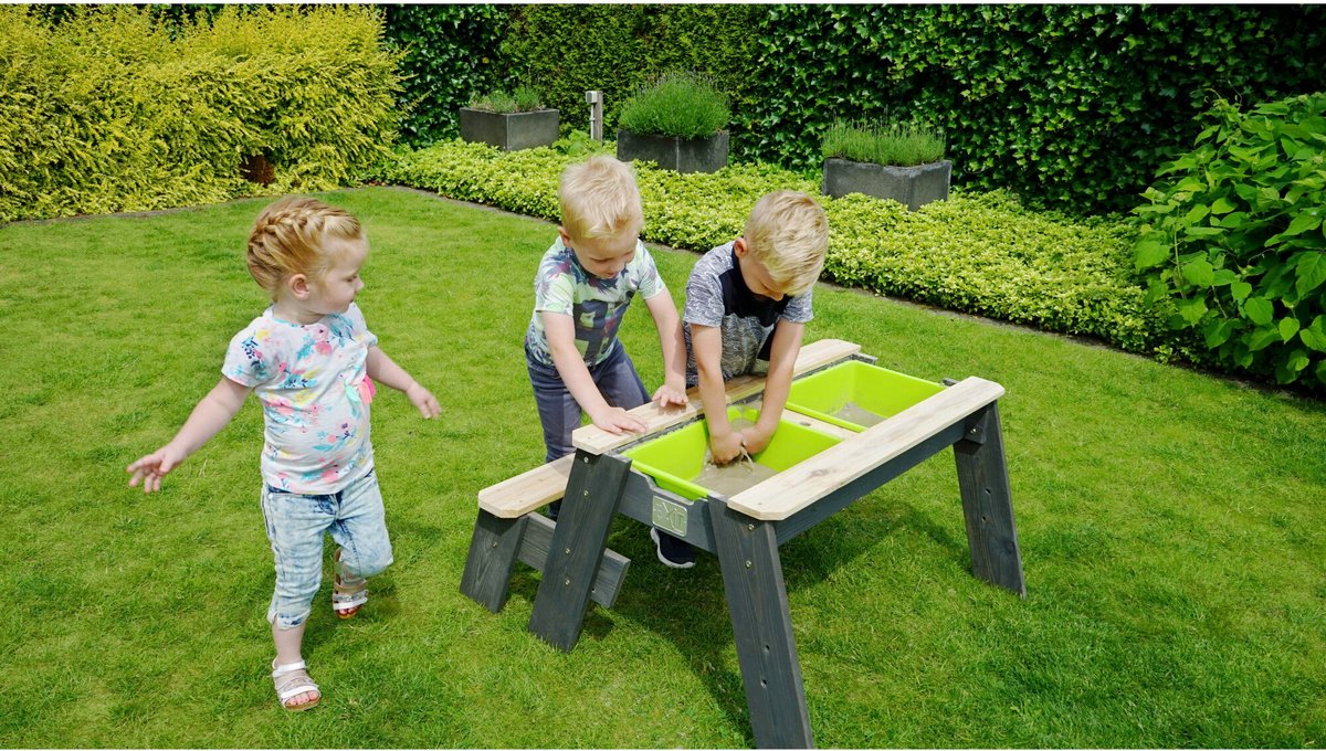 Exit toys exit aksent zand- water- picknicktafel (1 bankje) - watertafel - zandbak - hout - kinderen buiten