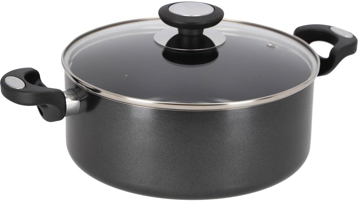 Beka pro induc kookpan met glazen deksel 24 cm zwart