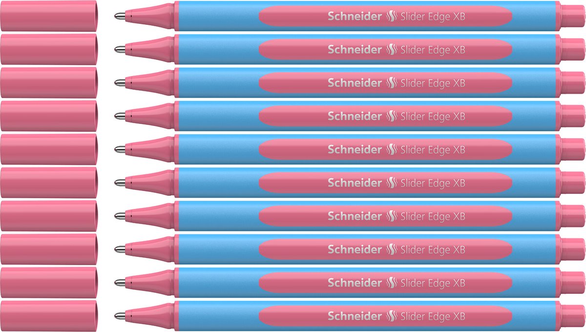 Schneider schrijfwaren schneider balpen - slider edge pastel - penpunt xb - schrijfkleur pastel flamingo - 10 stuks - s-152222-10