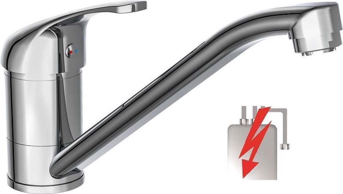 Schütte ultra keukenkraan voor waterverwarmer met vrije uitloop - lage druk - mengkraan - lage, draaibare uitloop - chroom