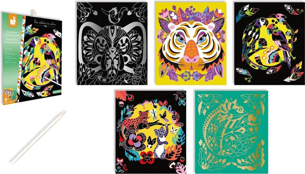 Janod - les ateliers du calme - scratch art - dieren van de wereld - knutselset