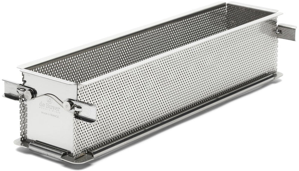Debuyer de buyer rechthoekige opvouwbare lange bakvorm geoforme - geperforeerd rvs - 35cm