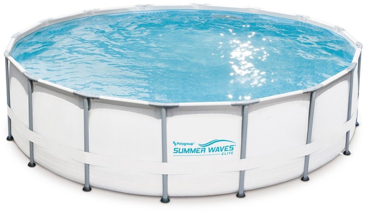 Summer waves frame zwembad rond - ⌀488 x 122 cm - zwembaden - inclusief zandfilterpomp - ladder - afdekzeil - grondzeil - onderhoudsset