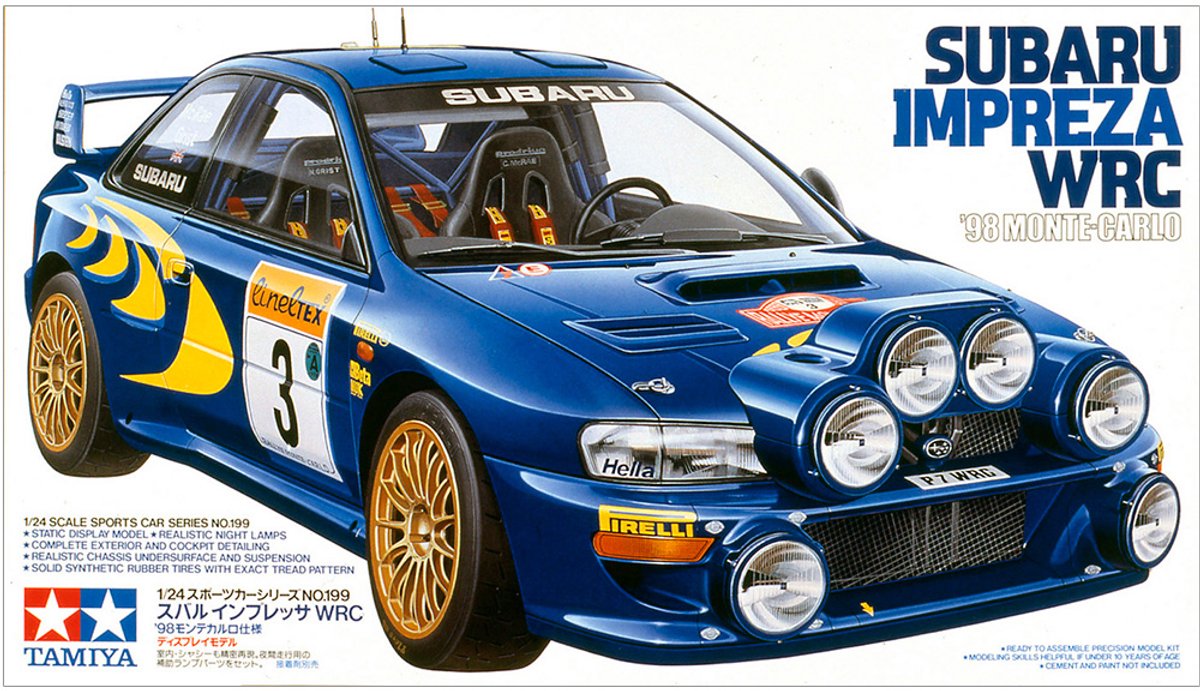 Tamiya modelbouwpakket auto - 24199 subaru impreza wrc - 1998 monte carlo plastic - 1:24 - modelbouw
