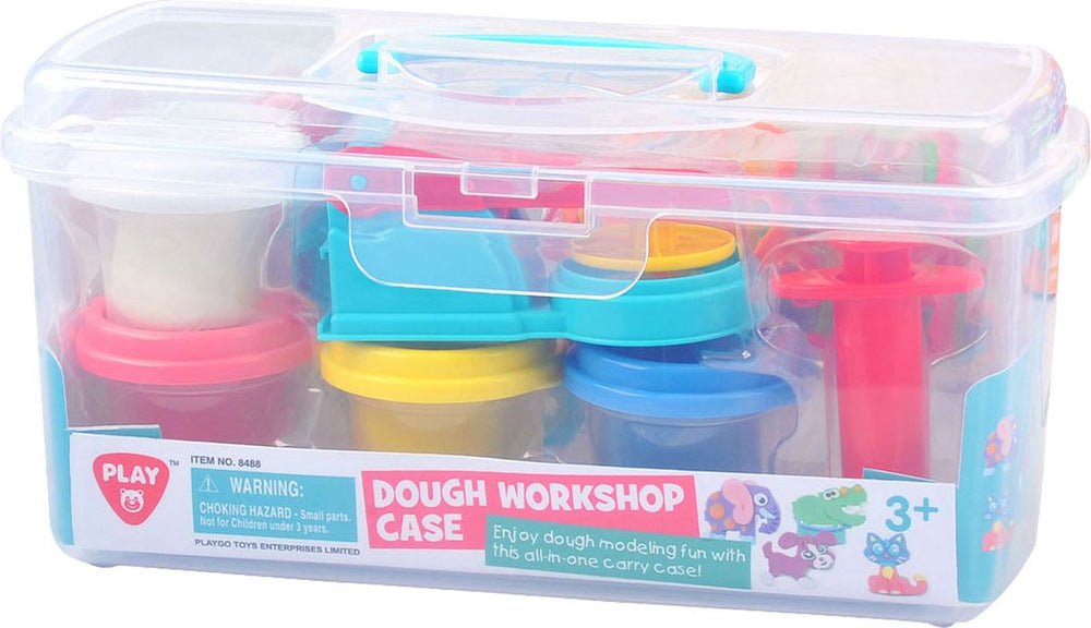 Speelkleiset workshop in opbergkoffer, 4 kleipotjes