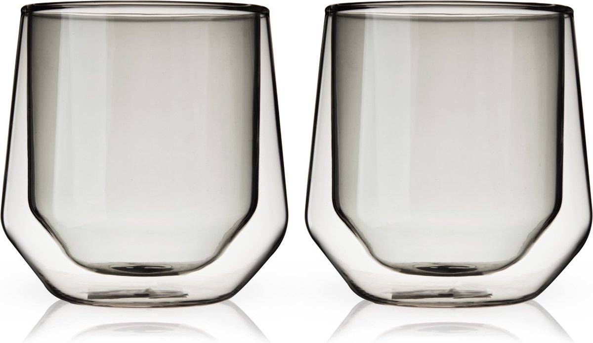 Viski aurora tumbler - dubbelwanding - glas - 266ml - 2 stuks - smoke