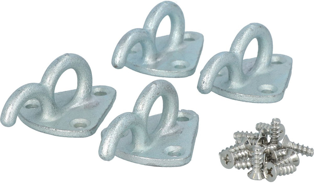 Carpoint touwhaak + oog staal 4 stuks - voor aanhanger - vastzetten lading - inclusief bevestigingsschroeven