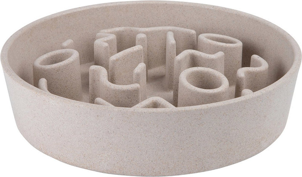 District 70 bamboo slowfeeder beige - hondenvoerbak - ø21 cm