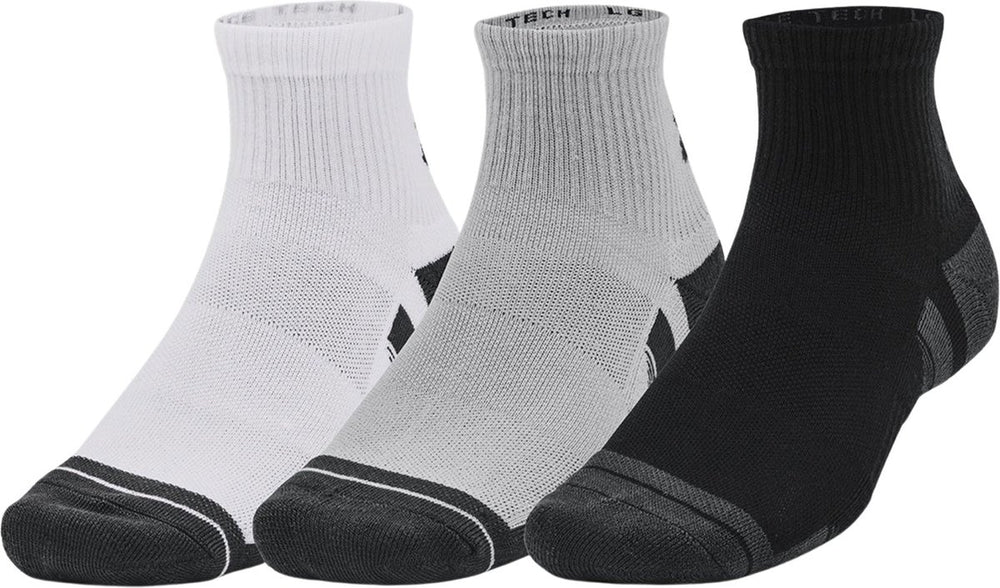 Under armour ua performance tech 3pk qtr unisex sportsokken - grijs - wit - grijs