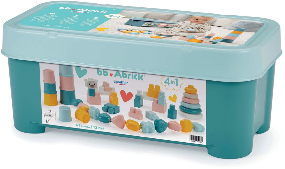 Abrick Ecoiffier BB baby toy 4-in-1 playset in storage box - 41 pcs.