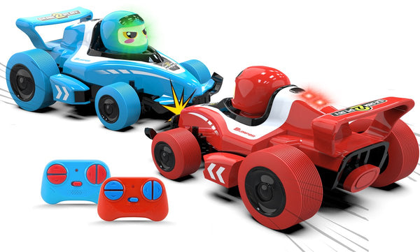 Gear2play rc neon bumper cars pro duoset - rc formule 1 battle cars - ga een botsduel aan!