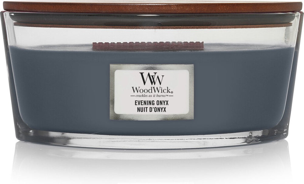 Woodwick heartwick flame ellipse geurkaars - evening onyx - 50 branduren