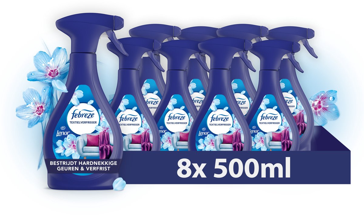 Febreze ambi pur textielverfrisser spray - lenor ontwakende lente - 8 x 500ml