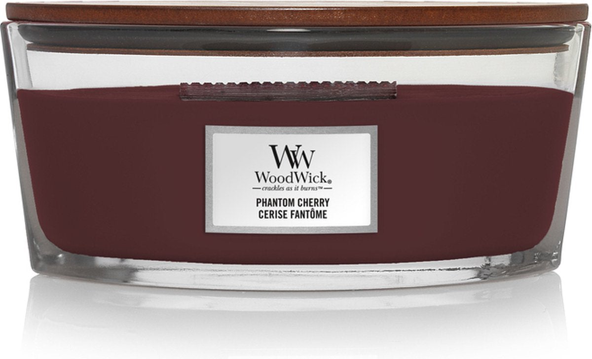 Woodwick heartwick flame ellipse geurkaars - phantom cherry - 50 branduren