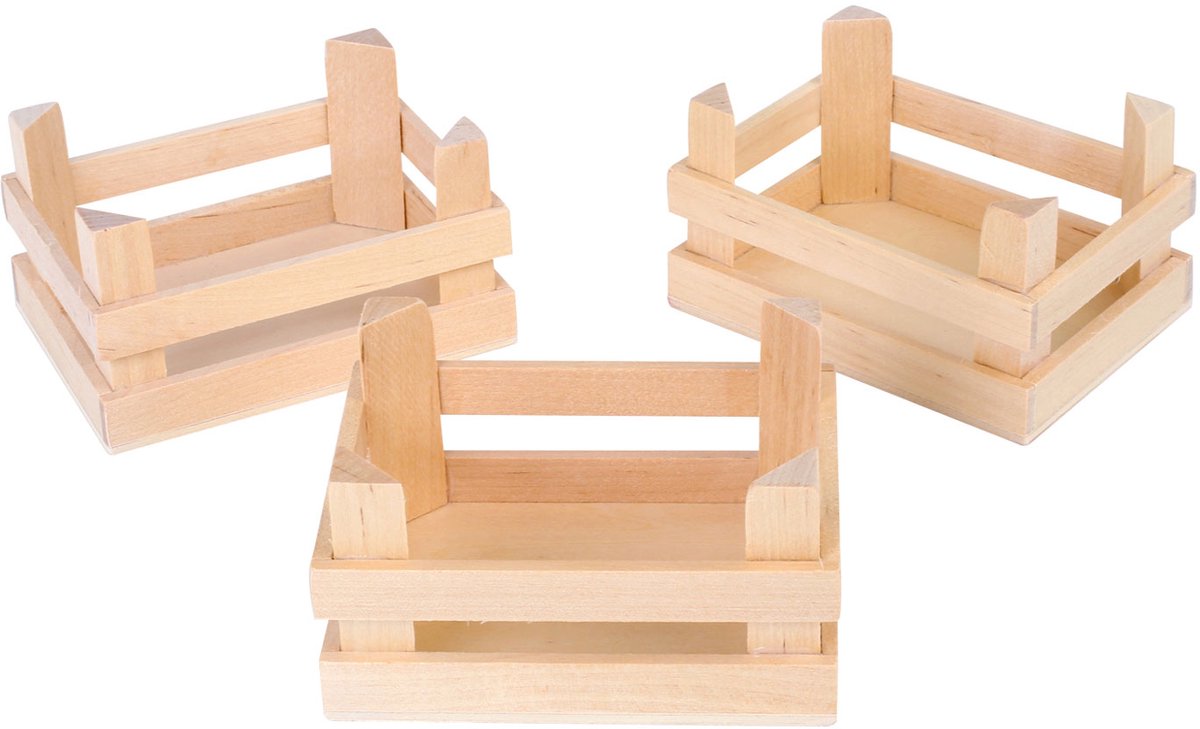 Small foot - wooden crates small 10x8x5.5cm, set of 3