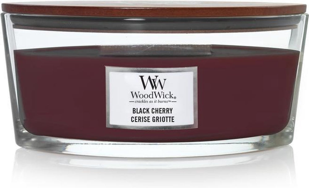 Woodwick heartwick flame ellipse geurkaars - black cherry - 50 branduren
