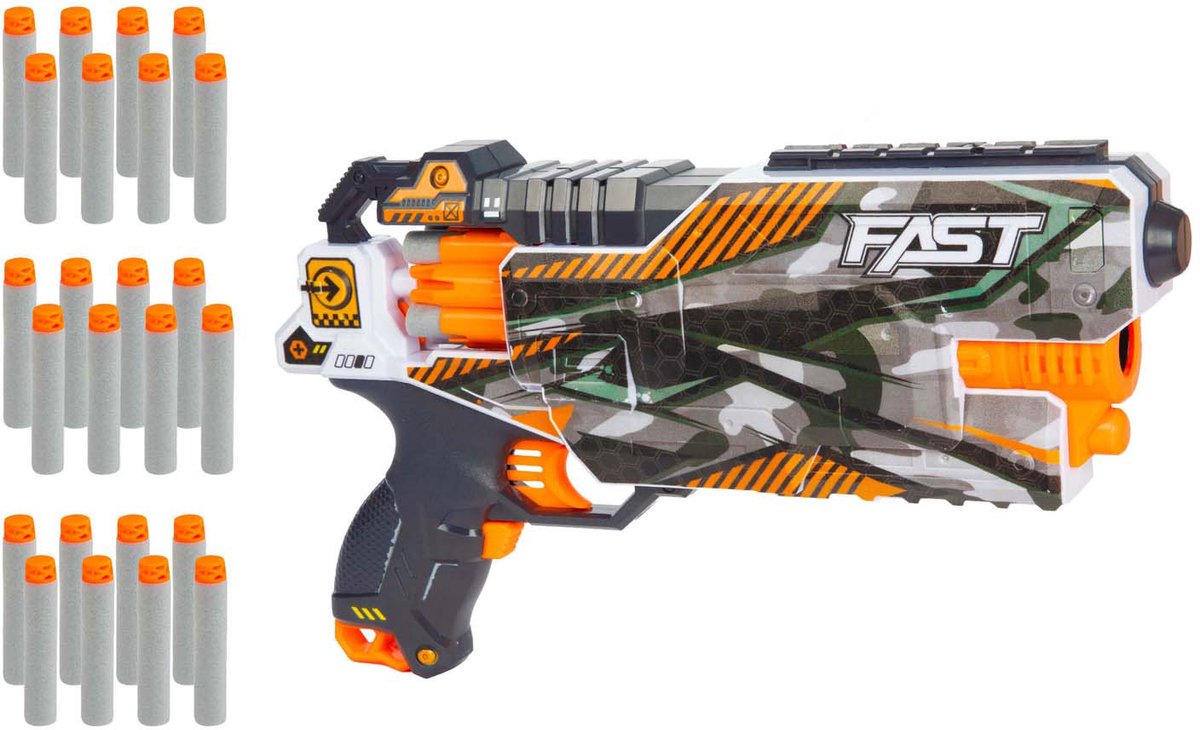 Toi-toys foam strikex elektrisch afschietpistool shockwave met 24 foampijlen