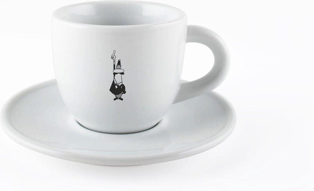 Bialetti cappuccino- of koffiekop met schotel – porselein – wit – origineel servies