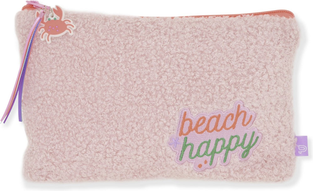 Kangaro etui - beach happy - roze teddy - 24x15cm