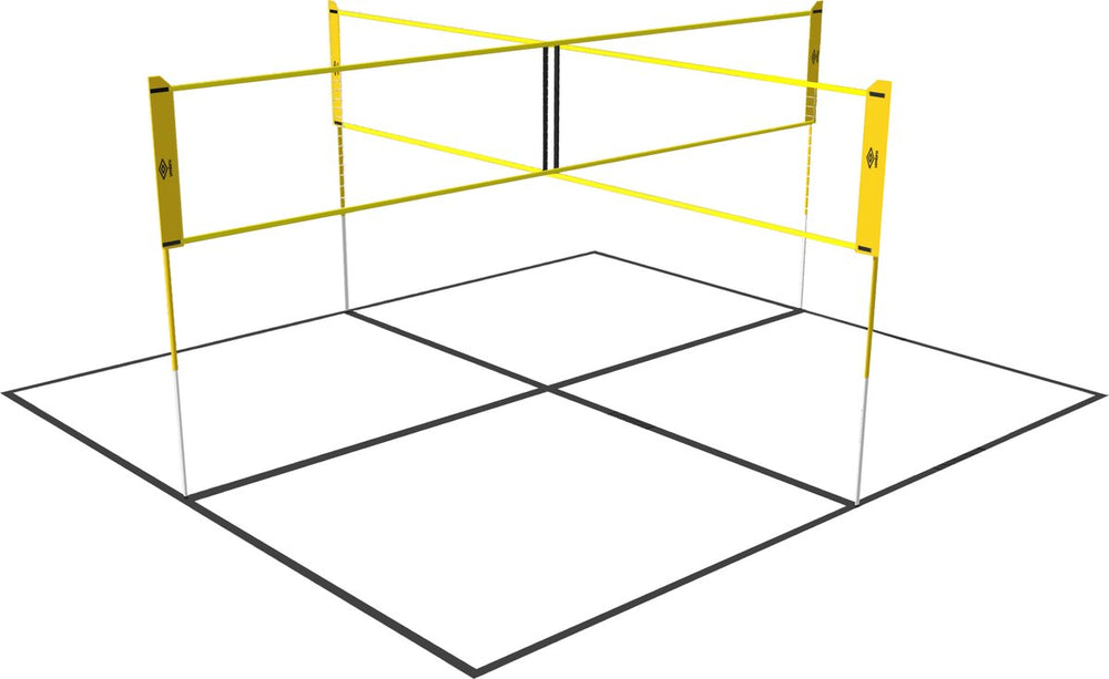 Umbro sportnet - spelletjes set - 168 x 400 cm - 4 vakken - volleybalnet - badminton - voetvolley - crossnet - zwart geel