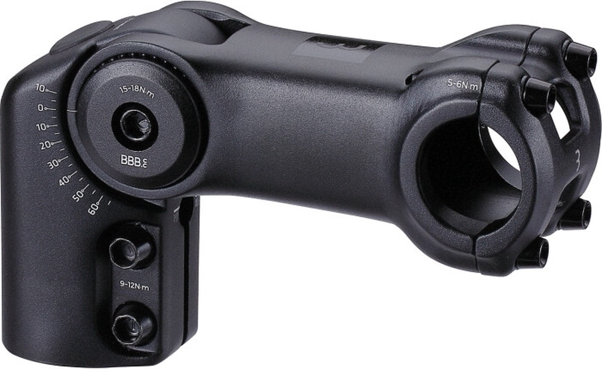 Bbb cycling stuurpen verstelbaar 100mm - verstelbare stuurpen racefiets, e-bike mtb - 25.4mm stuurpenverlenger - -40° +60° hoek - highfix - zwart - bhs-34