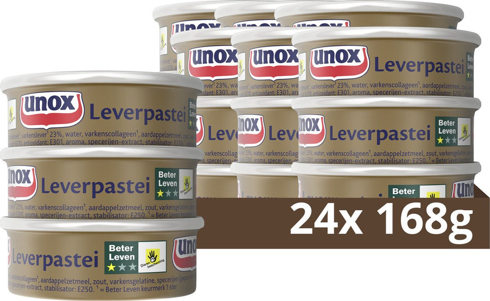 Unox - leverpastei - reguliere - 24 x 3 x 56 g - voordeelverpakking