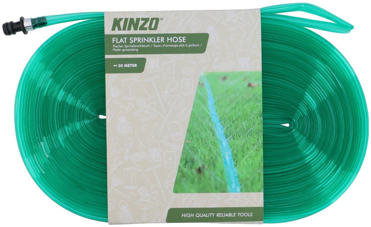 Kinzo sproeislang 30m – platte tuinslang druppelslang – voor gazon, bloembedden en tuin – gelijkmatige besproeiing