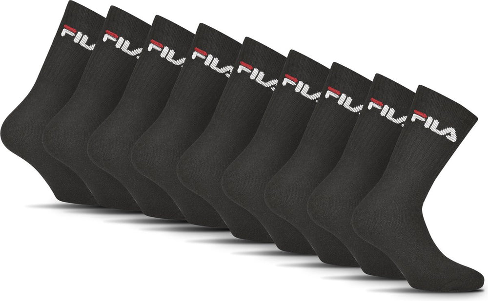 Fila tennis- sportsokken - maat 39 42 - 9 pack - zwart
