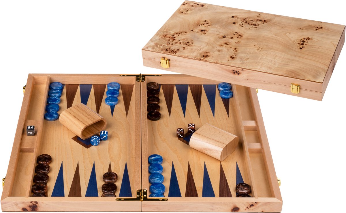Longfield 18 backgammon blauw bruin trangle -
