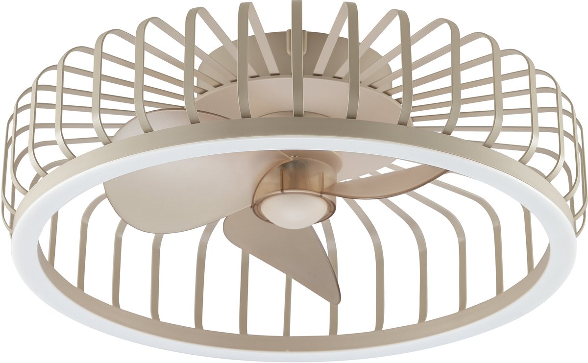 Brilliant capo - plafondventilator - met verlichting - ø 48 cm - led 36w - cct - 2700k-6500k - dimbaar - afstandsbediening - beige - zeer stil