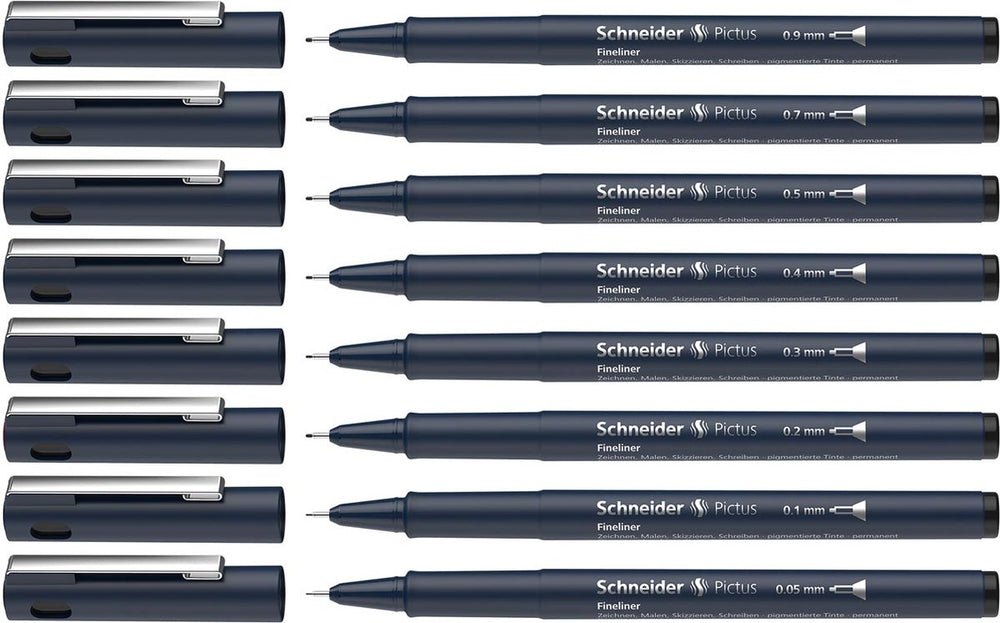 Schneider schrijfwaren schneider fineliner - pictus - zwart - set 8 stuks - s-197598