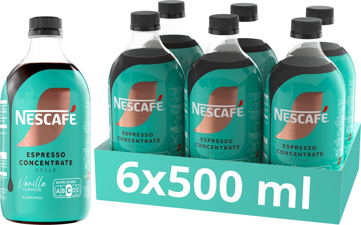 Nescafé espresso concentrate style vanilla 6×500 ml - koffieconcentraat - liquid concentrate - concentraat voor ijskoffie - 16 porties