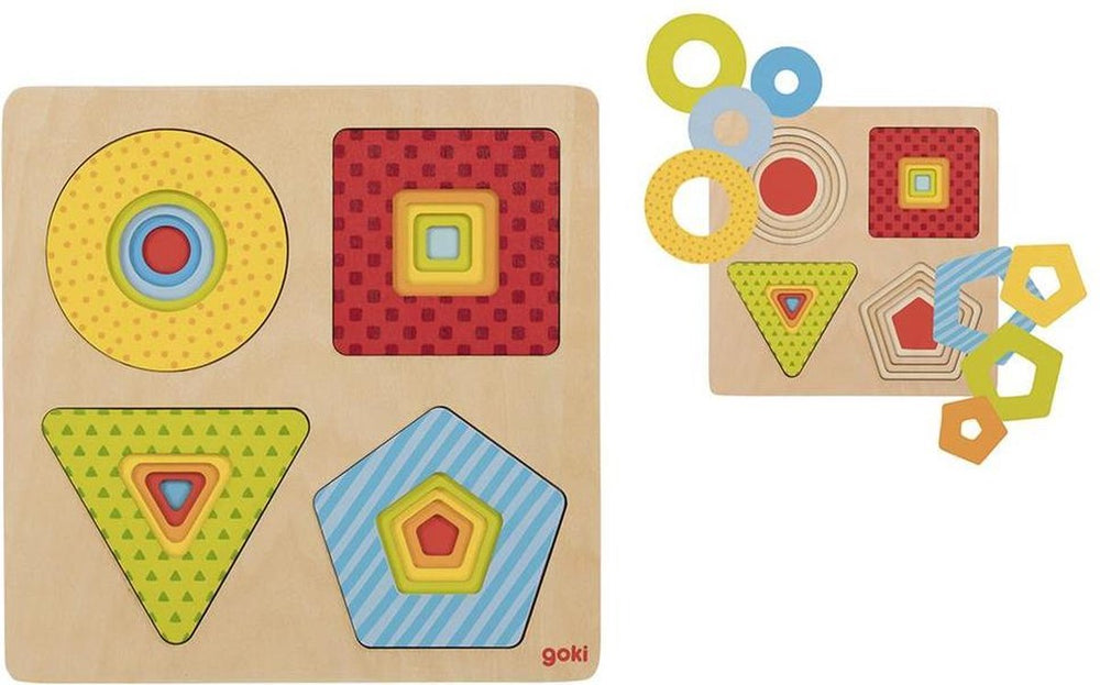 Goki houten lagenpuzzel geometrische vormen, 16e.
