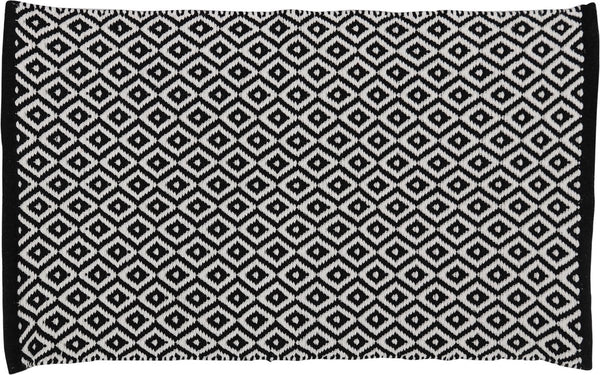 Differnz wales badmat 100% katoen zwart wit 50 x 80 cm