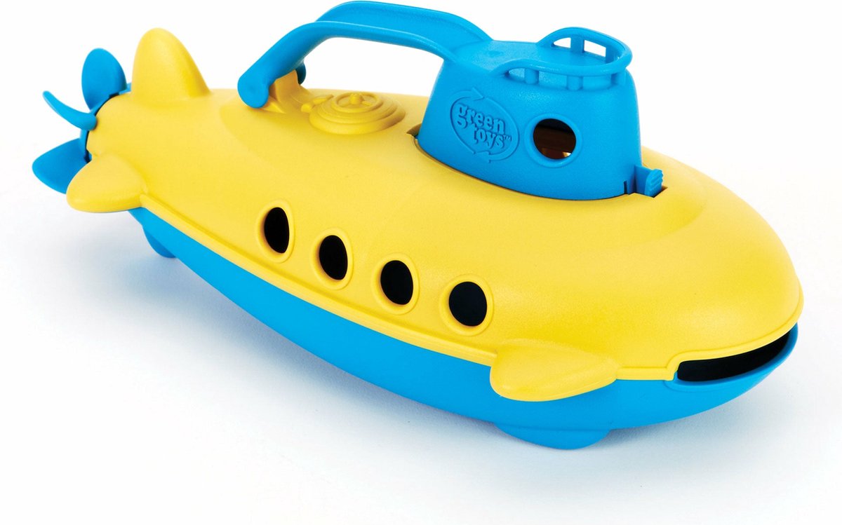 Green toys onderzeeer geel met blauw handvat -