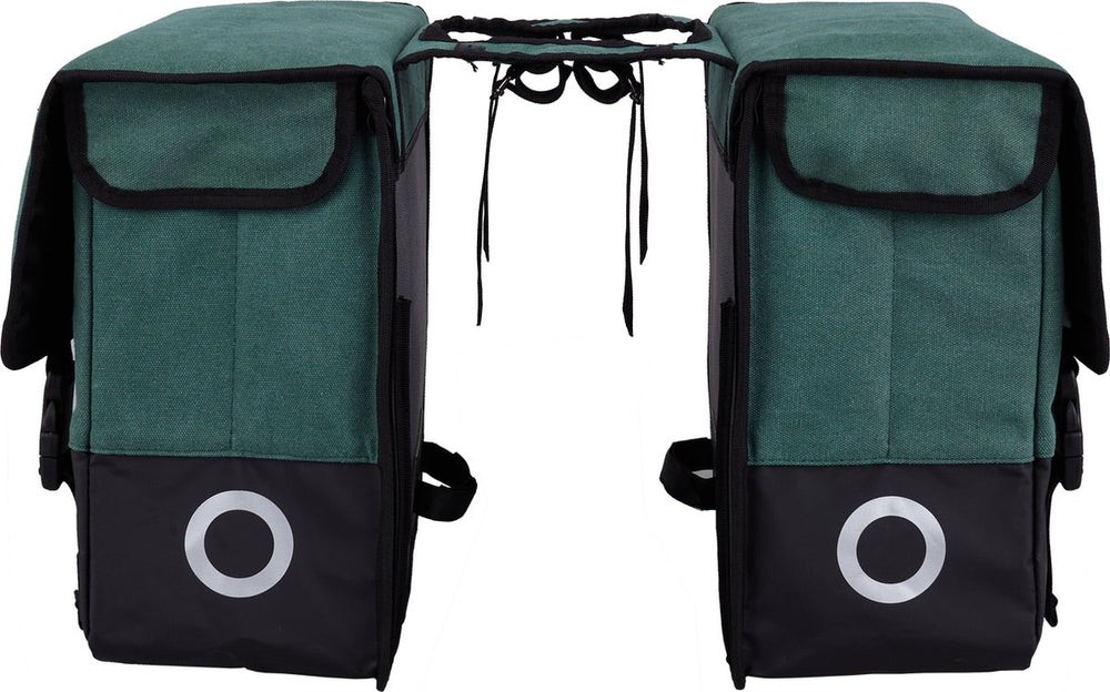 Willex dubbele fietstas - canvas - reflectie - 57 liter - universele bevestiging - hunter green matt black