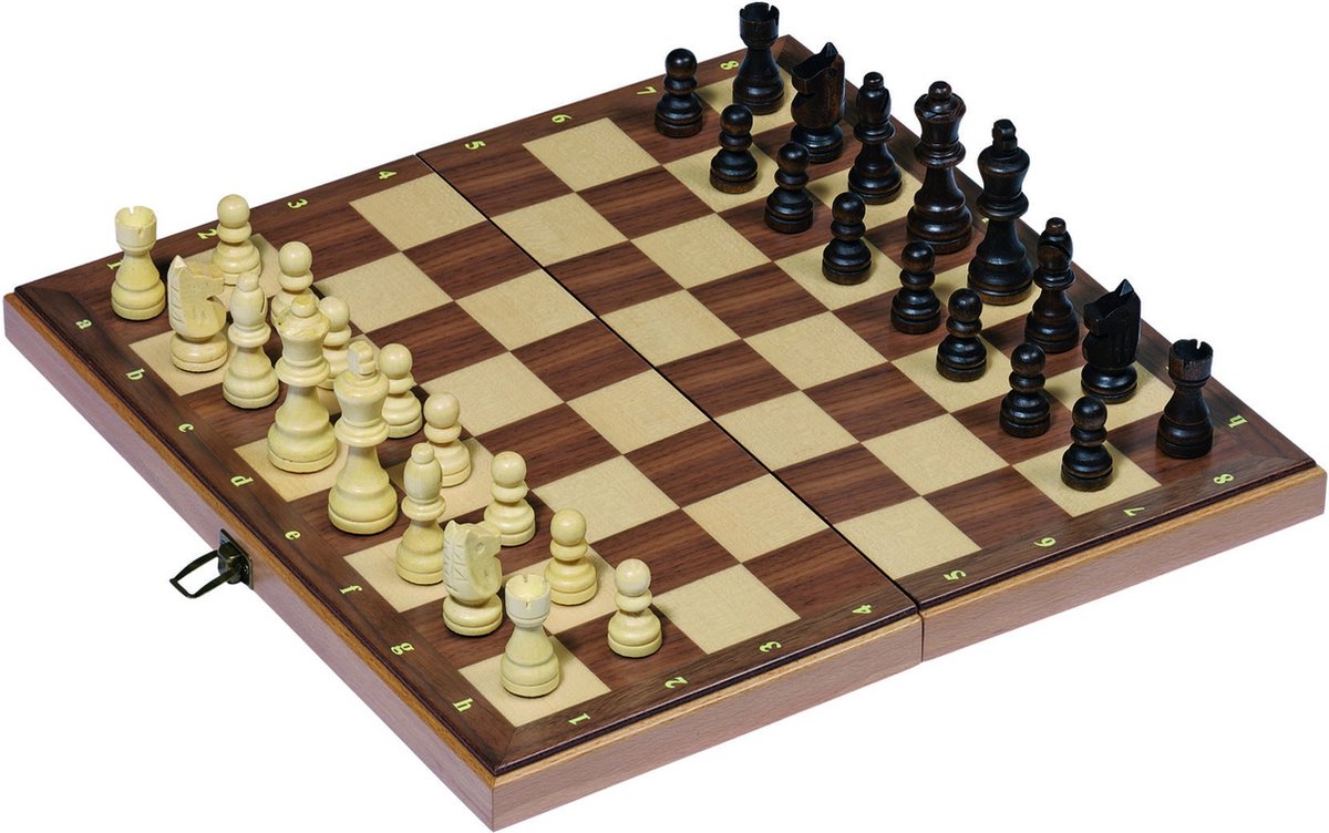 Goki foldable chessboard 38x38x2.5cm, board and pieces made of wood, 7+