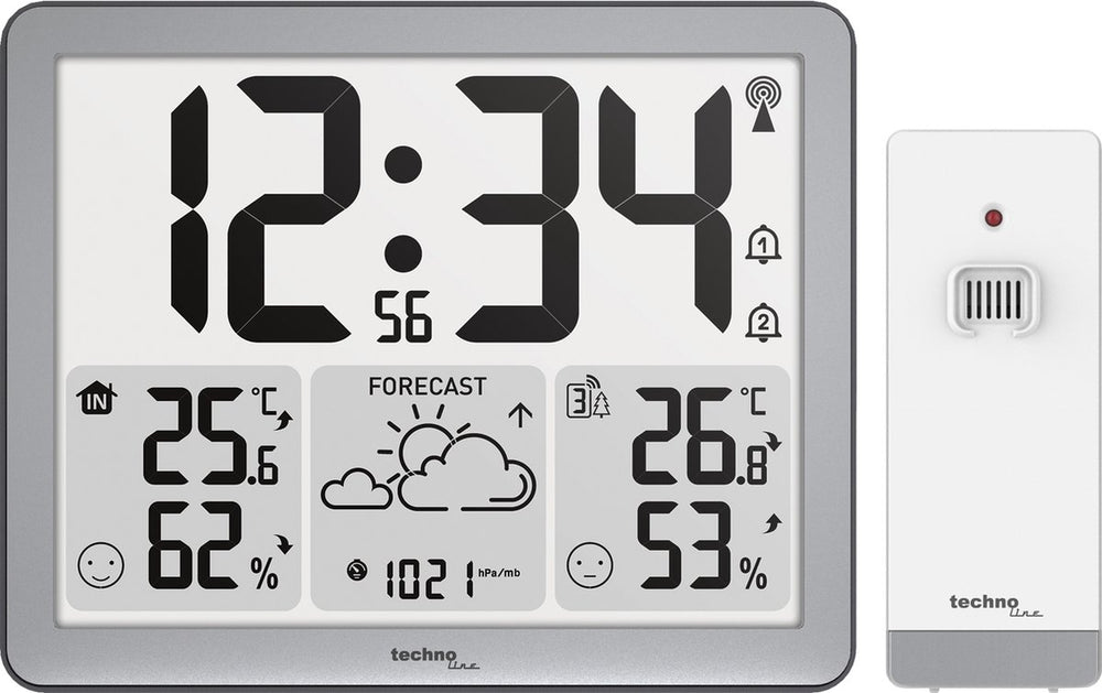 Technoline weerstation - ws 6780 - 173x140x27mm - zilver - met 1 buitensensor - tl-ws6780