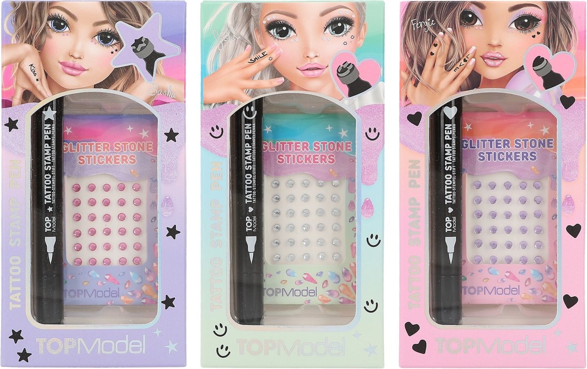 Depesche - topmodel tattoo pen met glitter - beauty and me