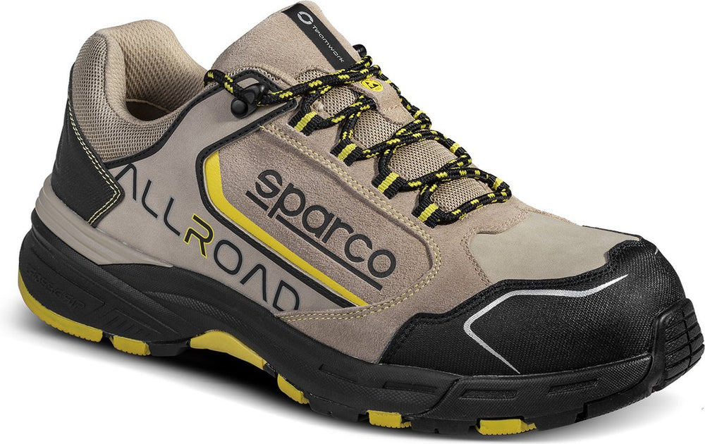 Sparco allroad roc – s3s veiligheidsschoen tan geel met phylon zool en waterafstotend nubuck - bruin 46