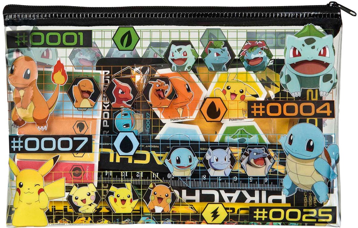 Merkloos sans marque pokemon - etui schrijfset - inclusief potloden en gum