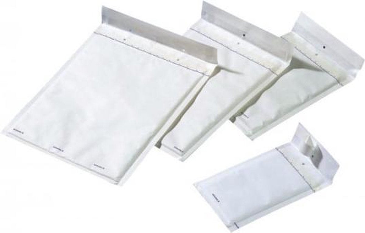 Bong luchtkussenenveloppen - formaat 250 x 350 mm - met stripsluiting - wit - 20 stuks