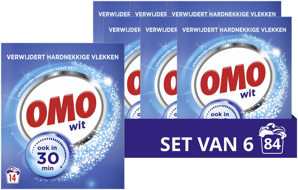 Omo waspoeder - wit - 6 x 14 wasbeurten - voordeelverpakking