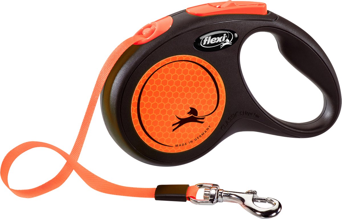 Flexi Rollijn nieuwe neon tape zwart oranje
