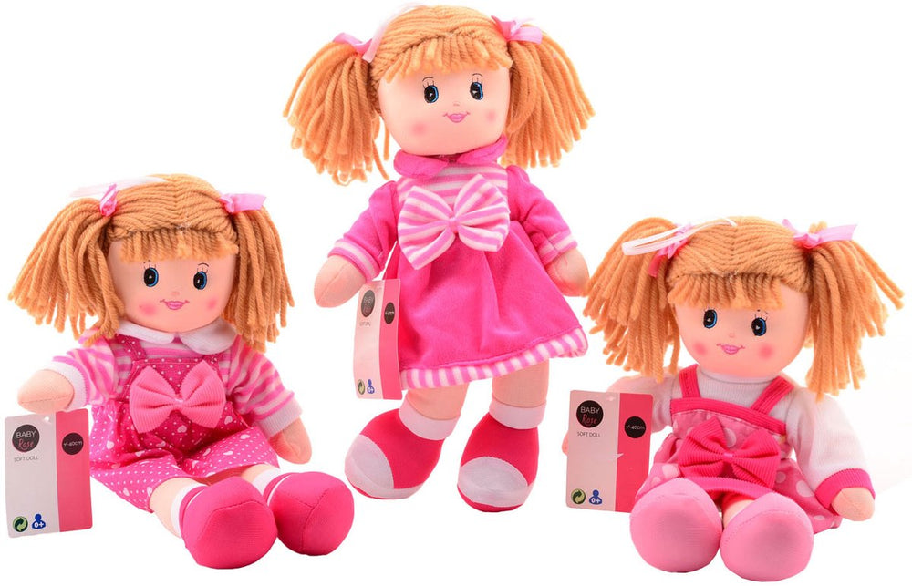 Johntoy babyroos lappenpop roze, 40cm